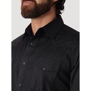 Wrangler NEW Mens XLTall Black Dobby Long Sleeve Pearl Snap Shirt Western Cowboy